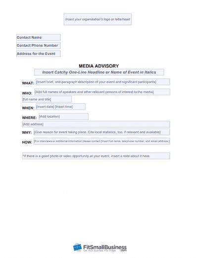 media advisory template