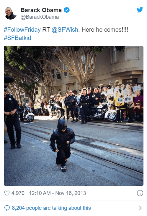 Obama tweets about Batkid